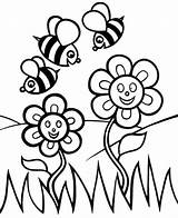 Coloring Bee Pages Flower Spring Printable Bees Color Attitudes Sheet Kids Template Templates Getcolorings sketch template
