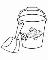 Bucket Shovel Coloring Beach Fish Pages Decorated Sand Template Getcolorings Color sketch template