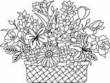 Coloring Pages Flower Flowers Printable Bouquet Visit Patterns Embroidery sketch template