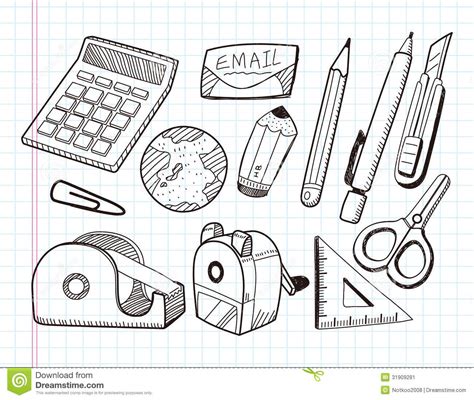 doodle stationery icons stock image image