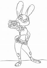 Coloring Zootopia Pages Hopps Officer Police Disney Printable Kids Color sketch template
