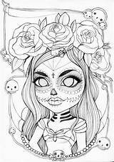 Coloring Pages Skull Sugar Skulls Adult Print Para Color Colorear Muertos Books Dibujos Sheets Drawings Book Colouring Dead Tattoo Halloween sketch template