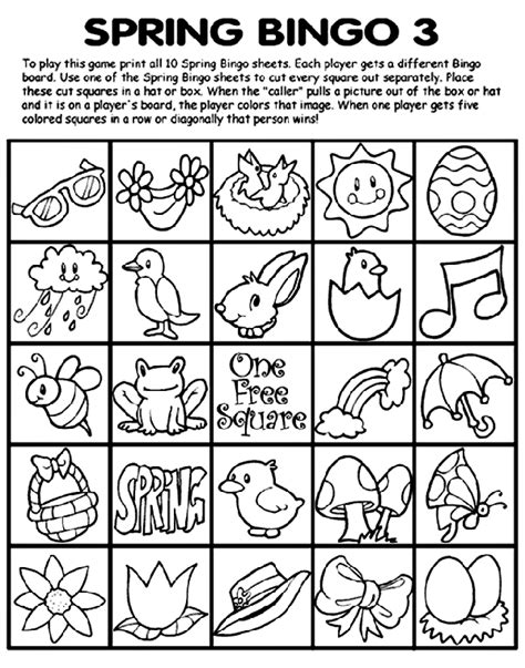 spring bingo  coloring page crayolacom