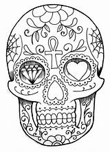 Skull Muertos Dia Los Hand Coloring El Drawing Drawn Pages Adult sketch template