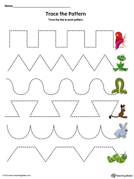 preschool kindergarten pattern worksheets printable  learning