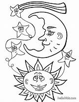 Moon Sun Coloring Pages Color Hellokids Print sketch template