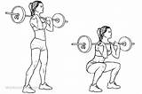 Squat Front Barbell Exercise Workoutlabs Guide Illustrated sketch template