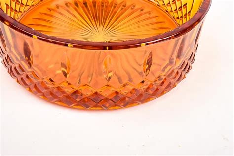 Collection Of Amber Colored Pressed Glass Decor Ebth