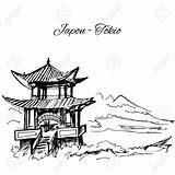 Japanese Pagoda Temple Drawing Drawn Hand Getdrawings Vector sketch template