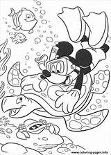 Snorkeling Coloring A5cf Disney Pages Mickey Printable sketch template