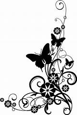 Border Flower Clipart Clip Butterfly Borders Flowers Silhouette Library Butterflies sketch template
