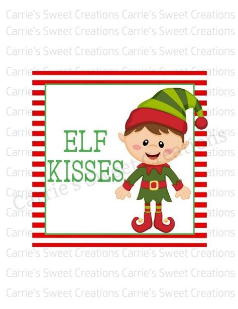 elf kisses boy elf printable tags gift tags cookie tags bag etsy