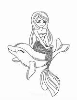 Mermaid Coloring Dolphin Mermaids Sereia Ladybug sketch template