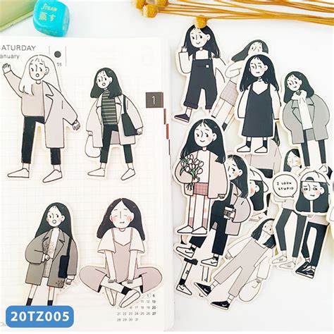 cute girl sticker packs  scrapbook stylish minimalism