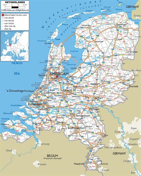 nederland road kaart wegenkaart van nederland west europa europa