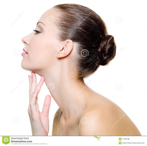 Beautiful Woman Pampering The Neck Royalty Free Stock