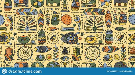 sri lanka art travel tribal seamless pattern   design stock vector illustration