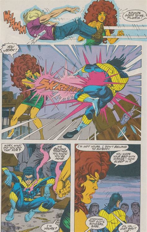 starfire koriand`r and nightwing robin or dick grayson comic strip 1980`s teen titans comic