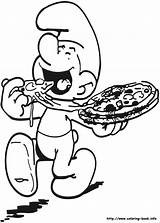 Smrkci Pobarvanke Pobarvanka Pizza Smurfs Smurf Pitufos sketch template