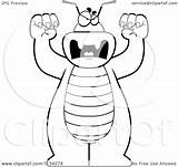 Bug Cartoon Attacking Outlined Clipart Coloring Vector Cory Thoman Royalty sketch template
