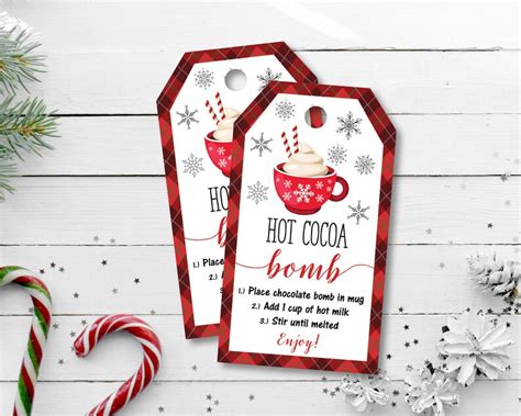 hot cocoa bomb tag hot chocolate bomb instructions card etsy