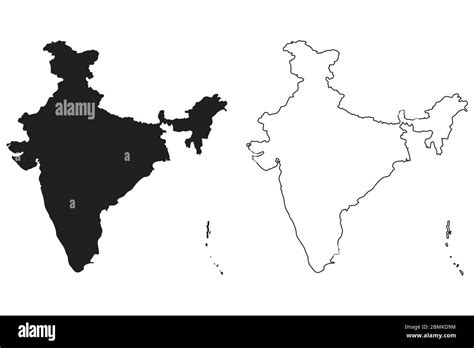 laenderkarte indien schwarze silhouette und umriss isoliert auf weissem
