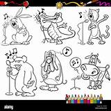 Singing Book Stock Coloring Animals Set Alamy sketch template