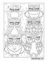 Owls Ornamental sketch template
