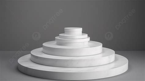 fundo suportes de bolo redondos de marmore branco fundo renderizacao  de podios circulo