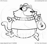 Robbing Bank Cat Clipart Cartoon Outlined Coloring Vector Cory Thoman Royalty sketch template