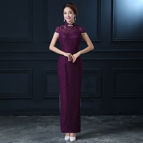women s purple cheongsam evening dresses long formal chinese