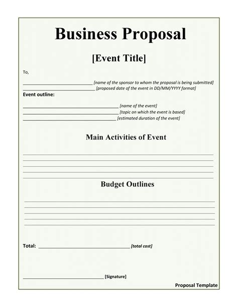 printable  business proposal templates proposal letter samples business contract proposal