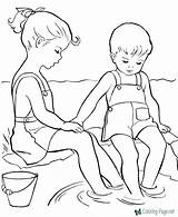 Coloring Summer Pages Kids Sheets Color Printable Print Beach Girl Boy Wading Girls Drawing Raisingourkids Books Help Worksheets Winter Visit sketch template