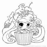 Coloring Pages Cupcake Cute Chibi Girls sketch template