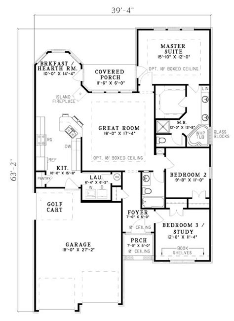 bungalow style house plan    bed  bath