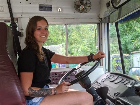 turning a school bus into home sweet home local woman escapes the