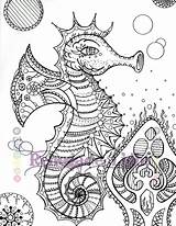 Seahorse Zentangle Coloriage Hippocampe Colorare Coloringideas Seahorses sketch template