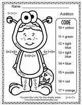 Addition Halloween Color Numbers Number Easy Worksheets Math Worksheet Digit Three Coloring Grade Addends Smith Kindergarten Sheets Fern Single Two sketch template