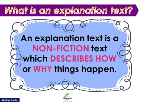 write  excellent explanation text literacy ideas