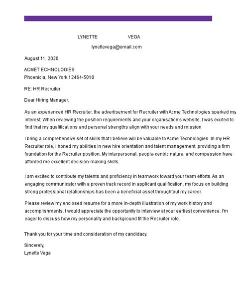 human resources manager cover letter examples samples
