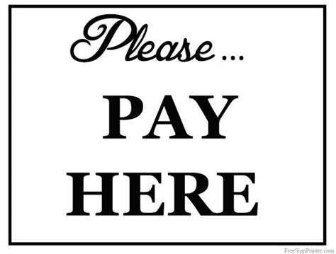 printable  pay  sign pay   order signage printables