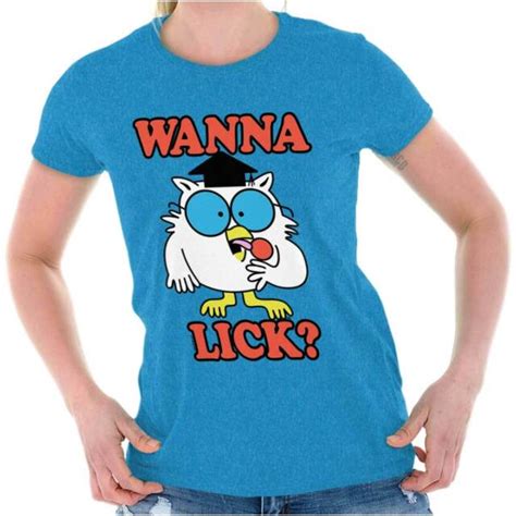 Mr Owl Tootsie Pop Wanna Lick Funny Candy Graphic T Shirts For Women T