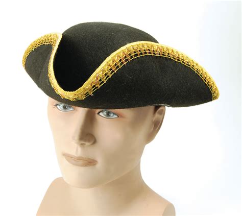 tricorn hat  gold trim glitz fancy dress