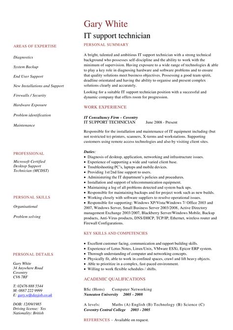technician resume templates  allbusinesstemplatescom