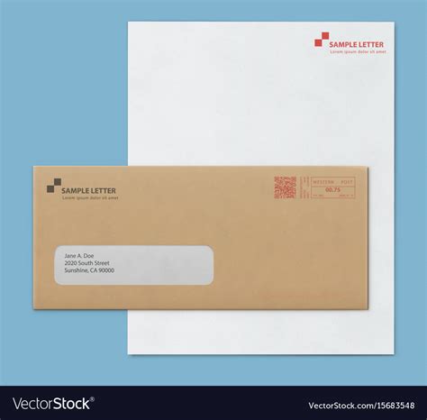 mock  post envelope  letter paper template vector image