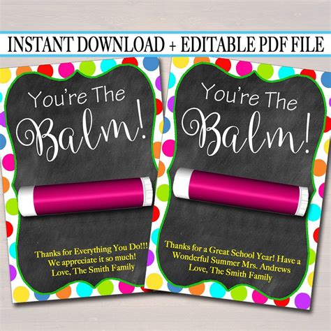 lip balm tags   school year teacher gift printable teacher