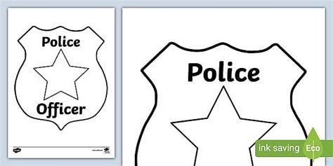 police badge colouring sheet teacher  twinkl