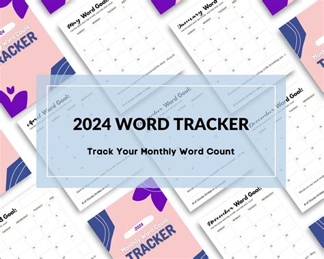2024 Printable Monthly Word Count Tracker For Authors And Writers To