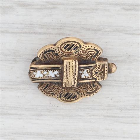 victorian enamel pin  yellow gold belt buckle design ornate jewelryauthority