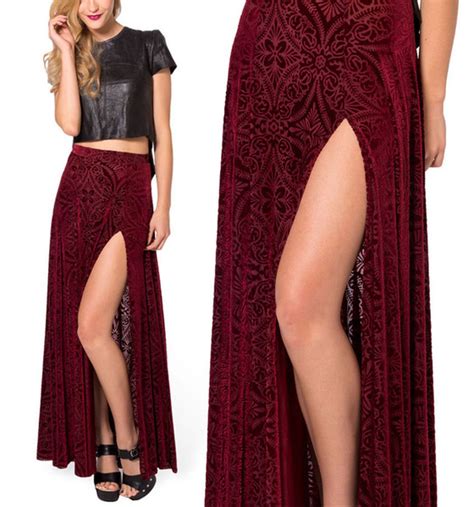 2019 New 2015 Black Milk Skirts Womens Long Maxi Skirt Sexy Velvet Wine